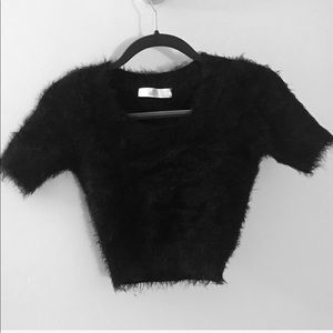 American Apparel Black Fuzzy Sweater Crop Top ⬛️